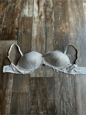 Victoria's Secret Dream Angels Lined Demi Bra Women Gold Shimmer Lace Sexy 36DD